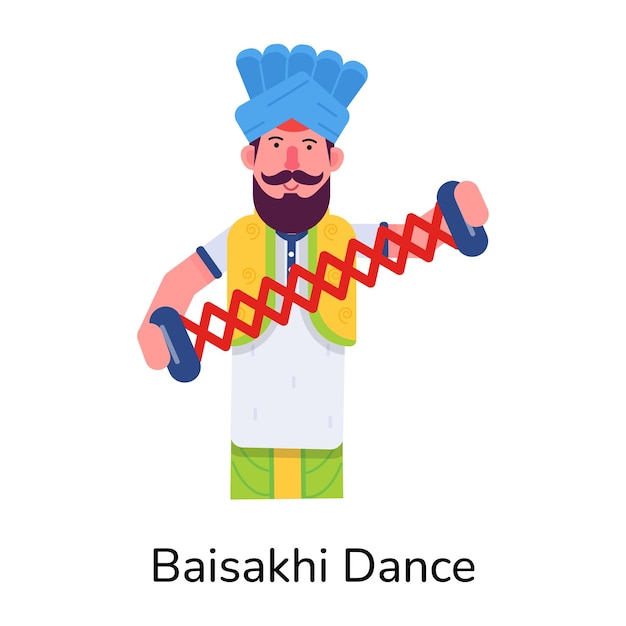 Vector el icono plano de moda de la danza baisakhi