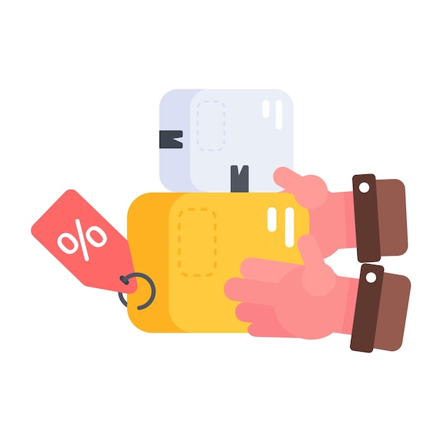 El icono plano de moda del descuento de entrega