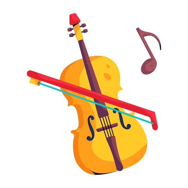 Icono plano de moda de la música de violín