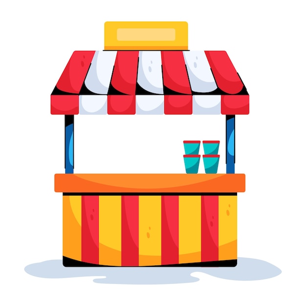 Icono plano de moda de puesto de bebidas