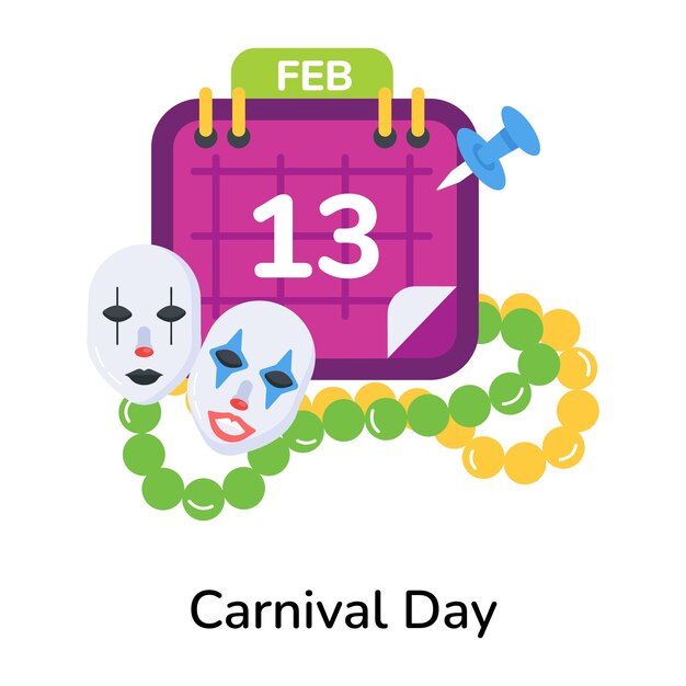 Icono plano moderno del día del carnaval