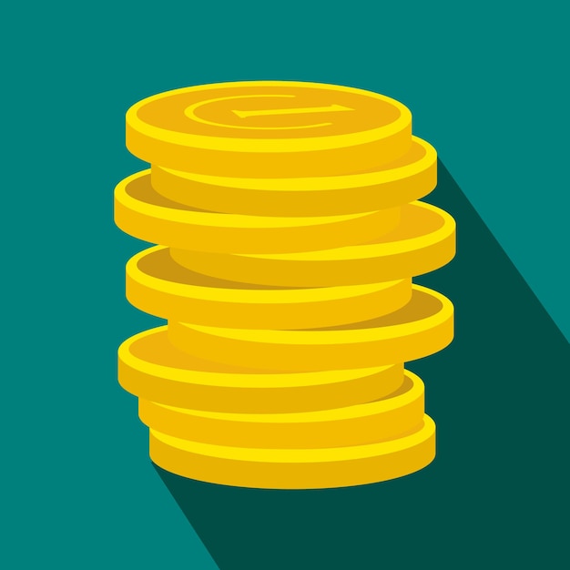 Icono plano de moneda de oro de la suerte sobre un fondo azul