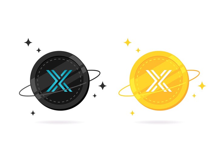 Vector icono plano de moneda x imx inmutable aislado sobre fondo blanco