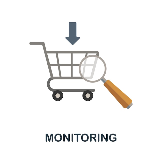 Ícono plano de monitoreo Signo simple de la colección del proceso de adquisición Ilustración del ícono de monitoreo creativo para infografías de diseño web y más