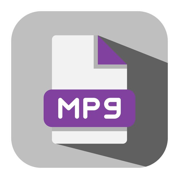 Ícono plano MPG formatos de documentos elegantes y minimalistas extensiones ideales para aplicaciones y sitios web