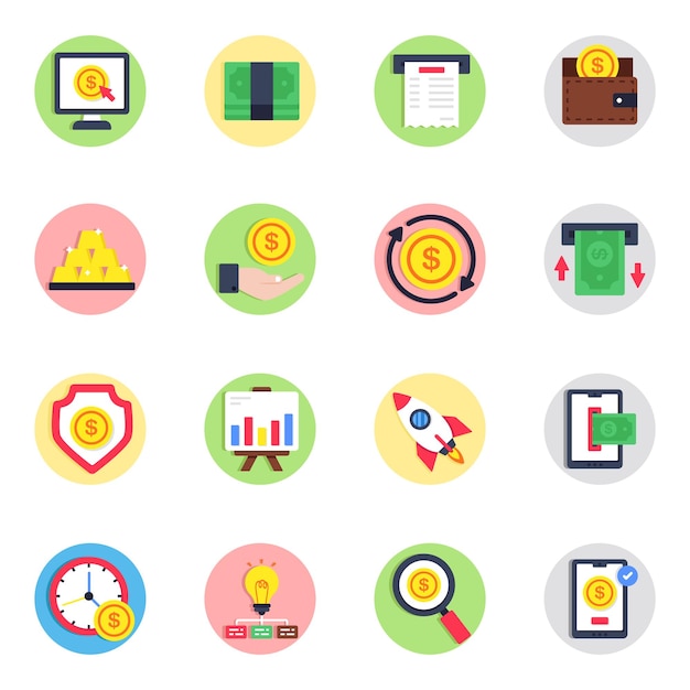 Icono plano del paquete de finanzas
