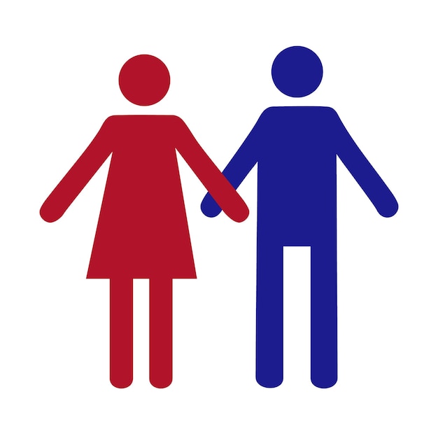 Vector icono de plano de una pareja moderna con un hombre y una mujer tomados de la mano