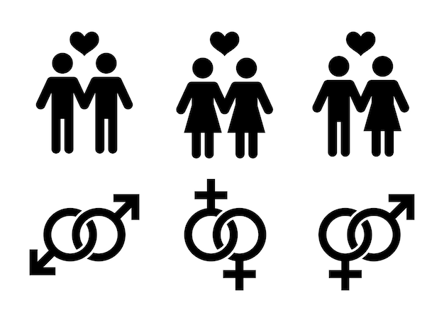 Vector icono plano de parejas del mismo sexo signo de parejas del mismo sexo logotipo vectorial para diseño web móvil e infografía ilustración vectorial eps10 aislado en fondo blanco