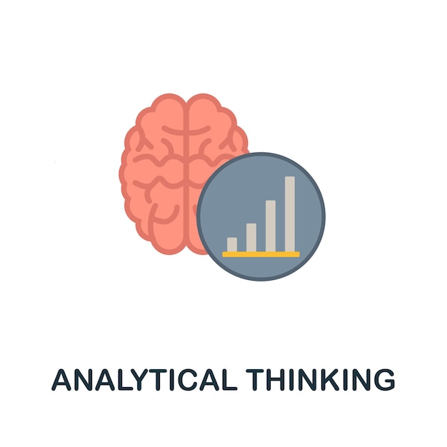 Icono plano de pensamiento analítico Signo de color de la colección de personalidad Ilustración de icono de pensamiento analítico creativo para infografías de diseño web y más