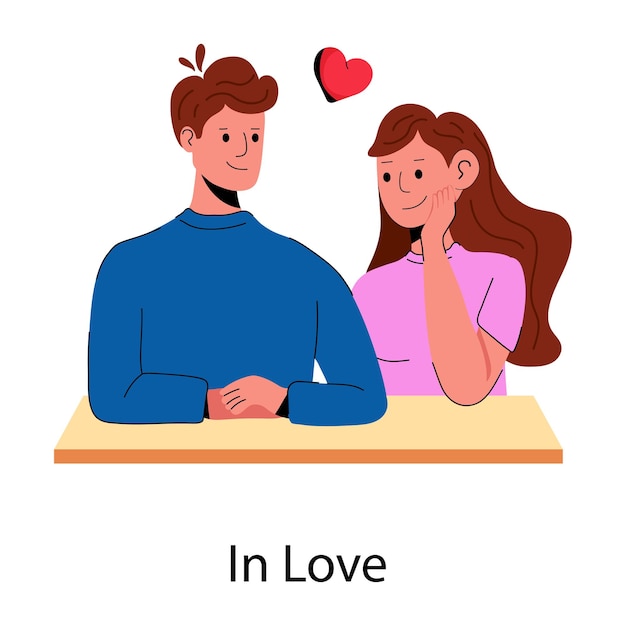 Un icono plano personalizable de una pareja enamorada