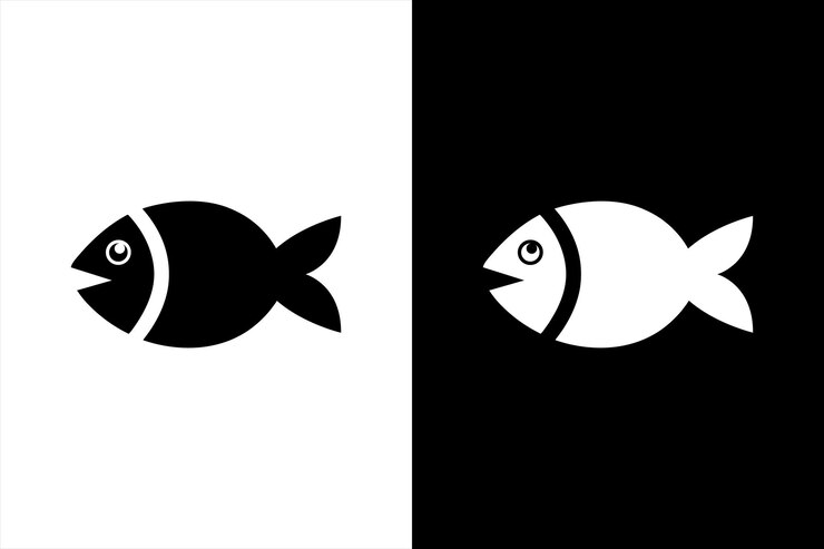 Icono plano de pescado o mariscos para aplicaciones y sitios web de alimentos Conjunto de vectores de íconos de pescado aislados