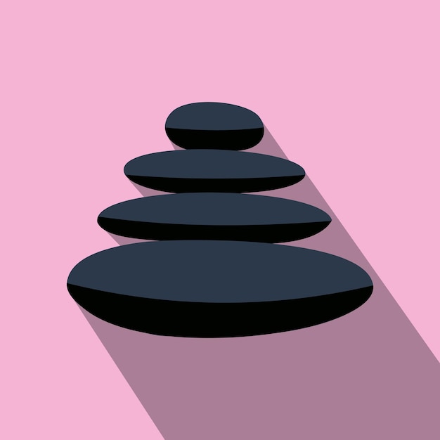 Vector icono plano de piedras de basalto zen sobre un fondo rosa