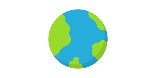 Icono plano del planeta tierra. Planeta tierra verde y azul. Mapa del mundo abstracto.