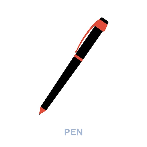 Icono plano de pluma Signo de elemento de color de la colección de herramientas de oficina Signo de icono de pluma plana para infografías de diseño web y más