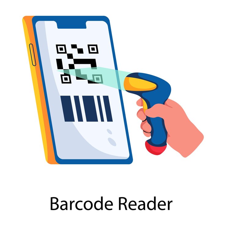 Vector icono plano práctico para el lector de códigos de barras