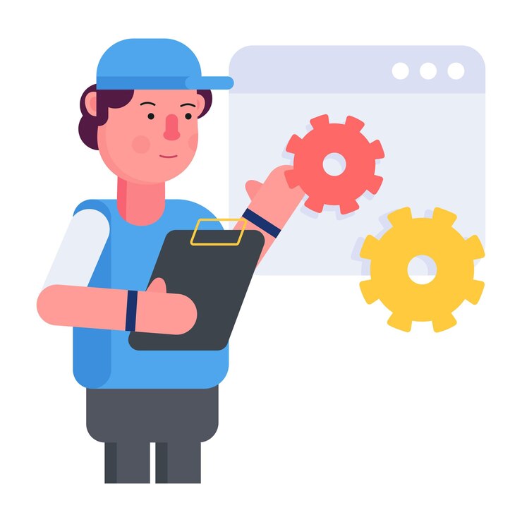 Vector icono plano práctico que representa el mantenimiento del sitio web