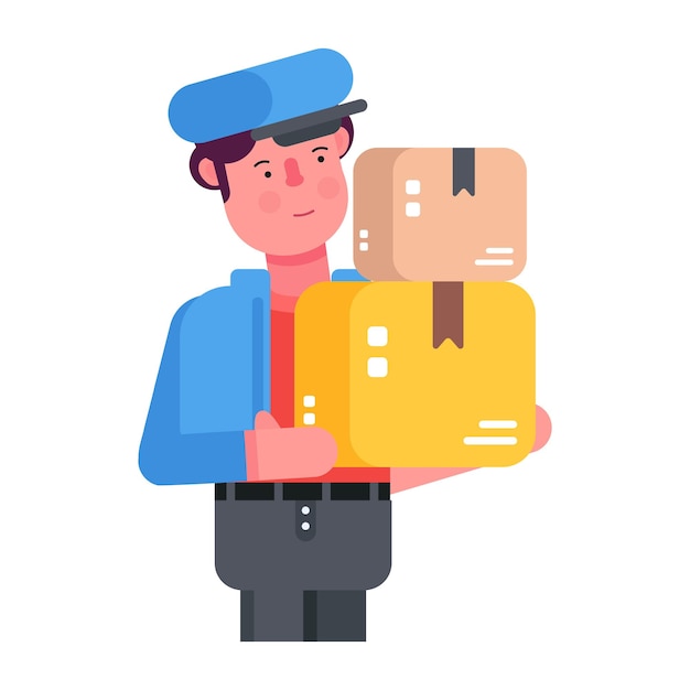 Icono plano y práctico de un repartidor
