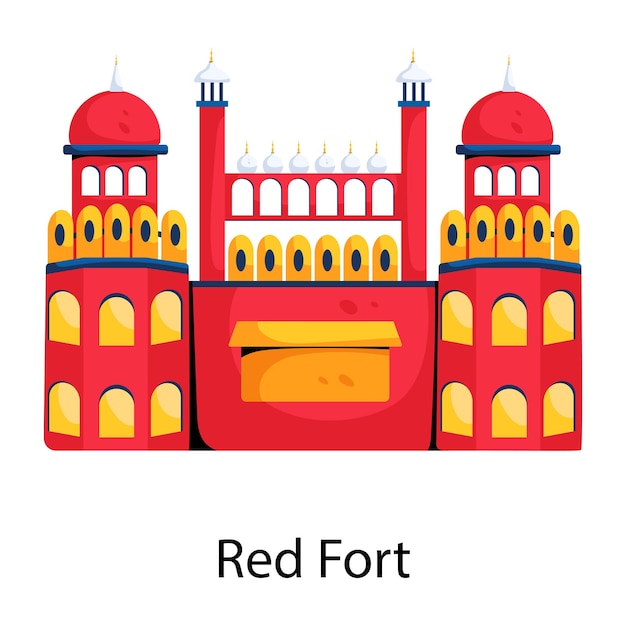 Icono plano premium del fuerte rojo de delhi