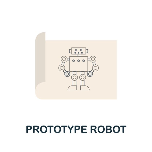 Icono plano de prototipo de robot Signo de color de la colección de ingeniería robótica Ilustración de icono de prototipo de robot creativo para infografías de diseño web y más