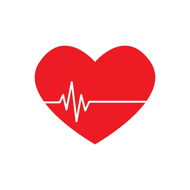 Icono plano del pulso del latido del corazón para aplicaciones médicas y sitios web ilustración vectorial aislada sobre fondo blanco