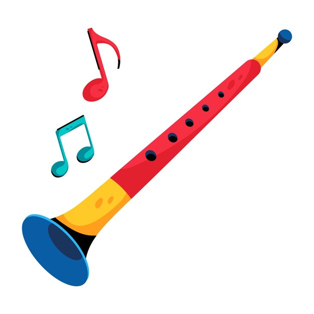 Vector este icono plano que muestra el clarinete