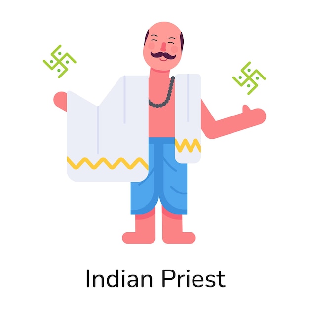 Vector un icono plano que muestra a un sacerdote indio