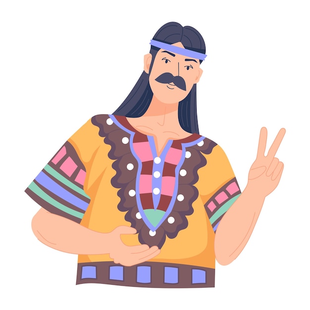 Vector un icono plano que representa el carácter del hombre mexicano.