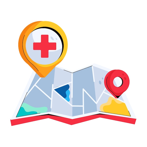 Icono plano que representa la ubicación del hospital en el mapa