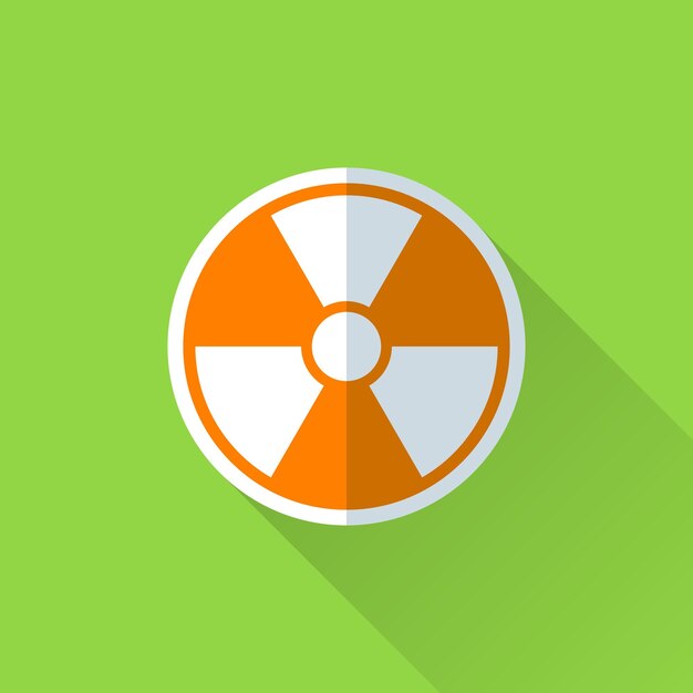 Icono plano de radiación Pictograma de color en el fondo verde
