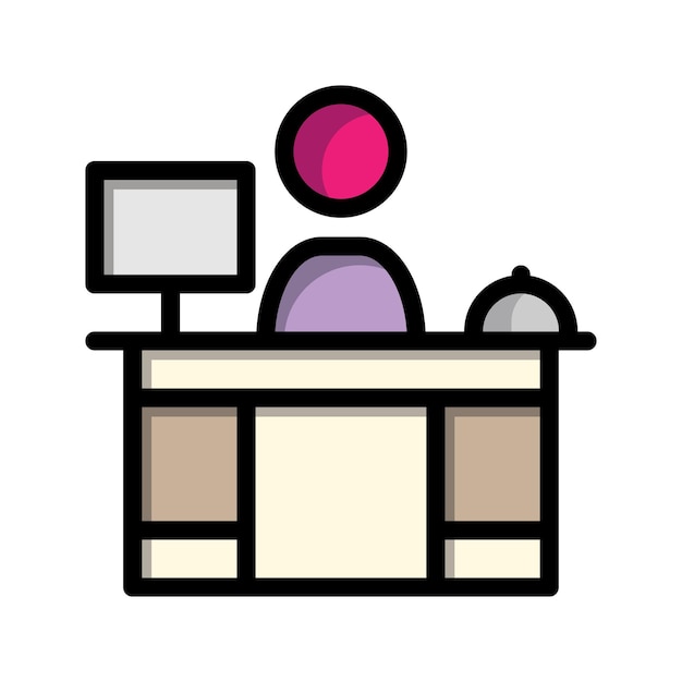 Ícono plano de recepción símbolo de servicio de reserva de habitaciones de hotel editable Ilustraciones vectoriales