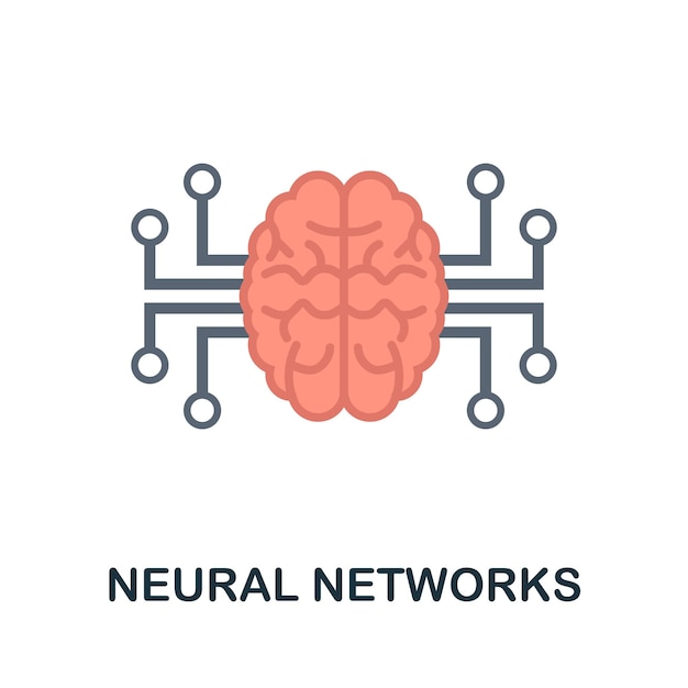 Vector icono plano de redes neuronales signo de color de la colección de aprendizaje automático ilustración de icono de redes neuronales creativas para infografías de diseño web y más