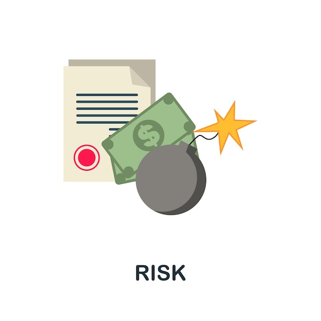 Icono plano de riesgo Signo de color de la colección del mercado de valores Ilustración de icono de riesgo creativo para infografías de diseño web y más