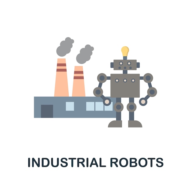 Icono plano de Robots industriales Signo de color de la colección de ingeniería robótica Ilustración de icono de Robots industriales creativos para infografías de diseño web y más