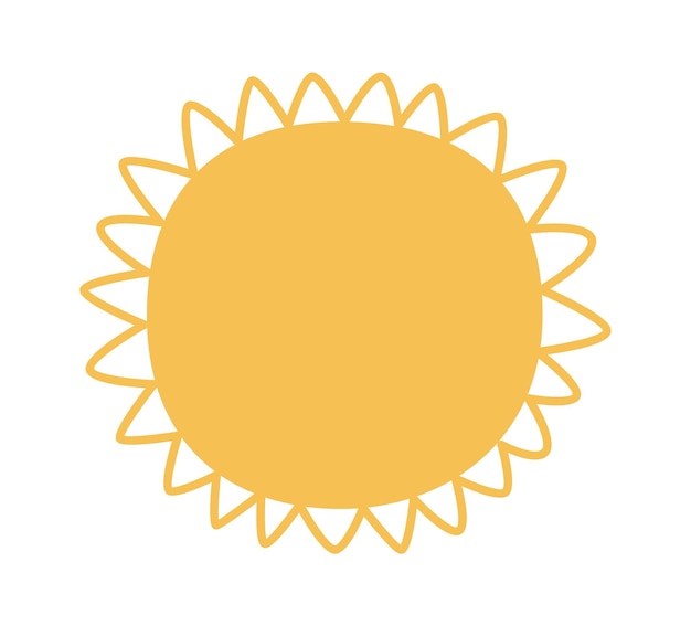 Icono plano de sol dibujado a mano de dibujos animados