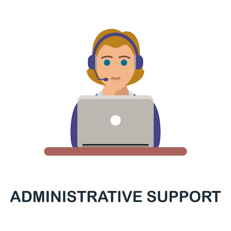 Vector icono plano de soporte administrativo elemento simple en color de la colección independiente icono de soporte administrativo creativo para plantillas de diseño web, infografías y más