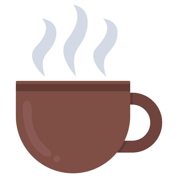 Icono plano de taza de café con vapor aislado en fondo blanco