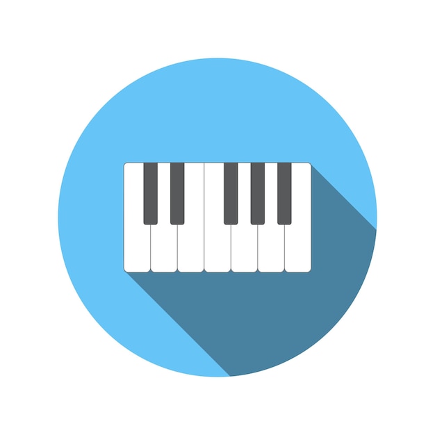Icono plano de teclas de piano sobre un fondo blanco