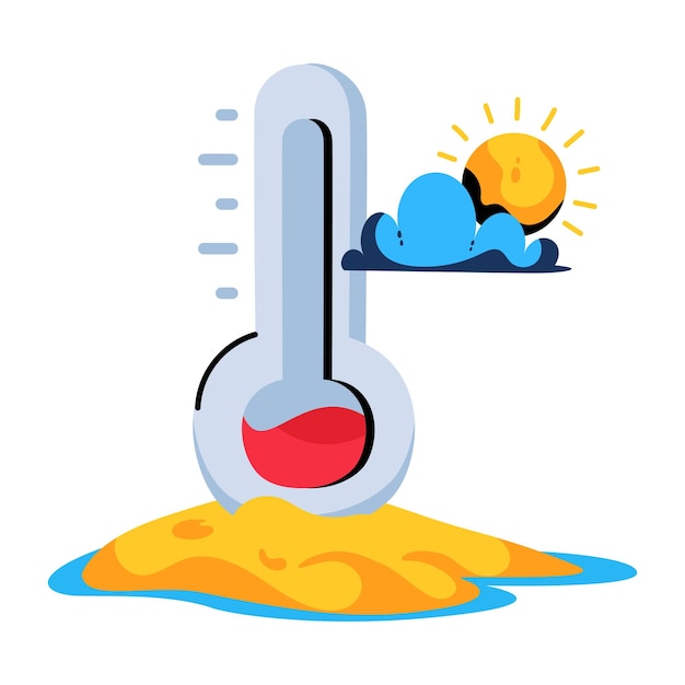 Vector un ícono plano de la temperatura del desierto