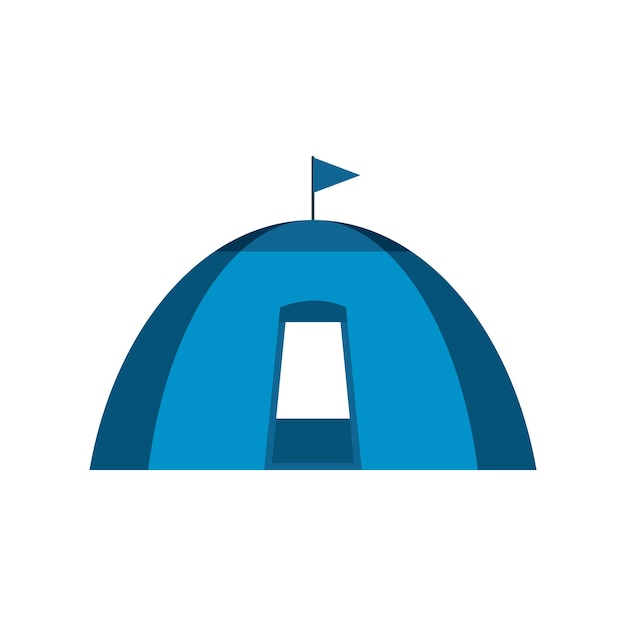 Icono plano de tienda de cúpula azul aislado sobre fondo blanco