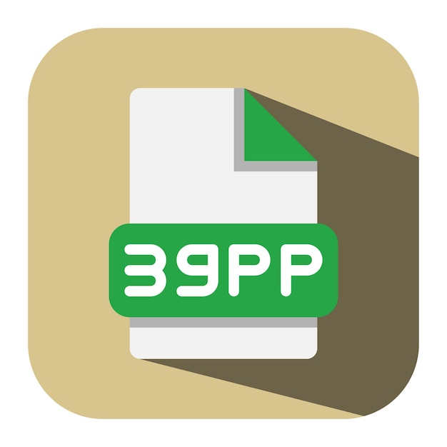 Icono plano de tipo archivo 3gpp Puede utilizarse para aplicaciones web y presentaciones Ilustración vectorial