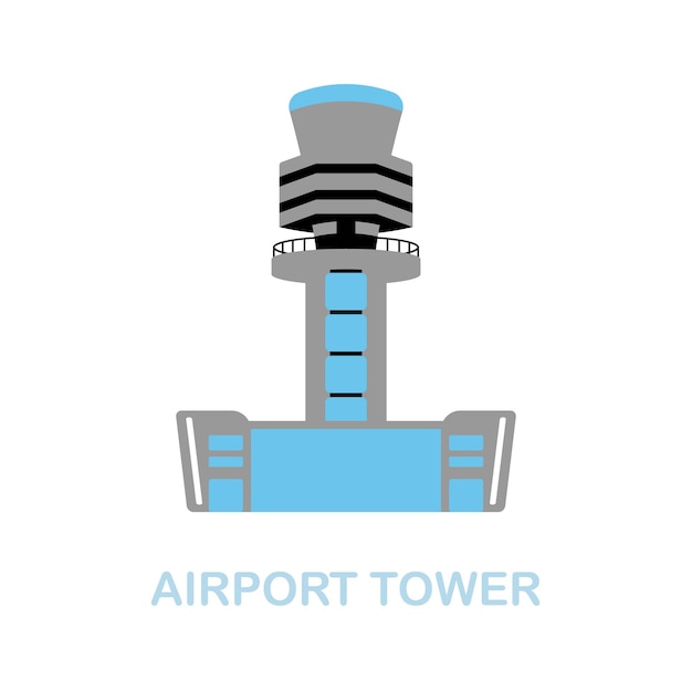 Vector icono plano de la torre del aeropuerto signo de elemento de color de la colección del aeropuerto signo de icono plano de la torre del aeropuerto para infografías de diseño web y más