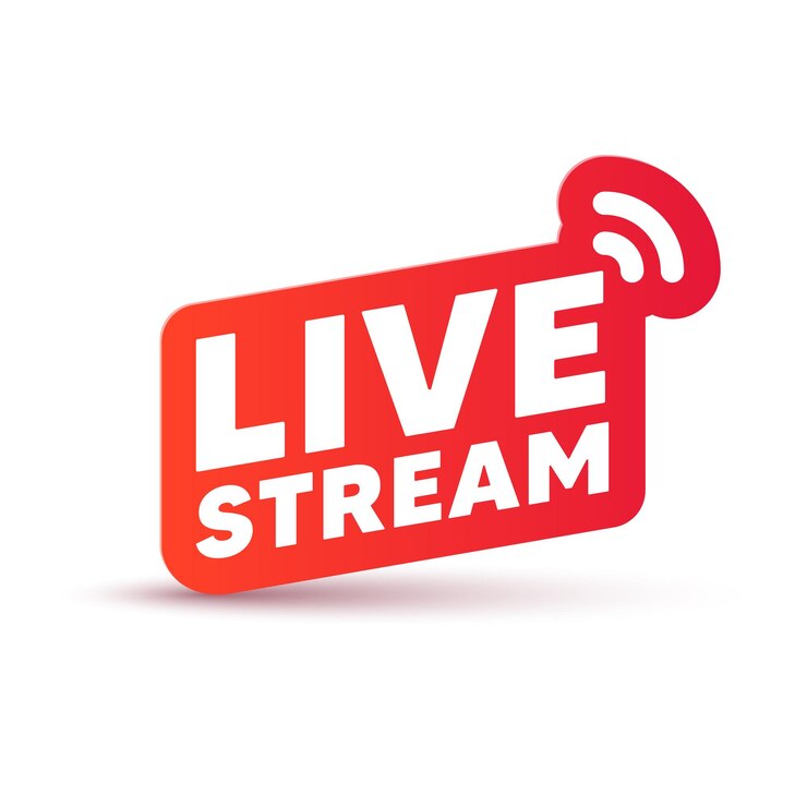 Vector icono plano de transmisión en vivo elemento de diseño rojo vectorial para radio de noticias tv o transmisión en línea