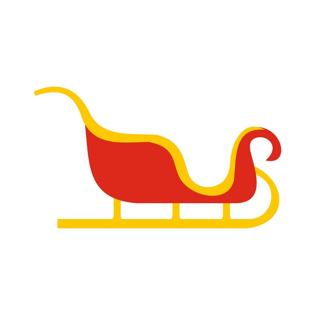 Icono plano de trineo de Navidad aislado sobre fondo blanco