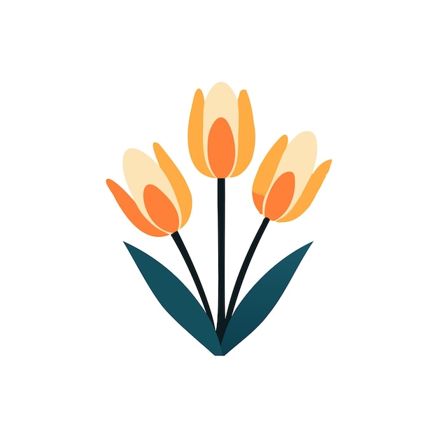 Icono plano tulipán aislado sobre fondo blanco símbolo de flor de primavera
