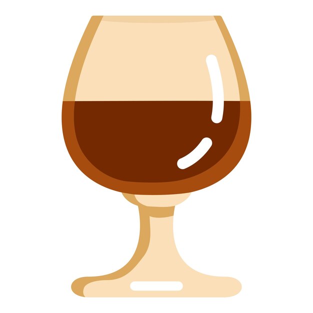 Icono Plano Vector Color Copa Coñac