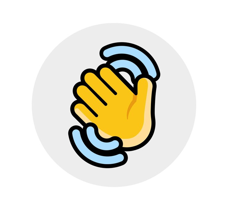 Vector el icono plano del vector de la mano agitando el hola hola adiós la ilustración del emoji del gesto de la mano
