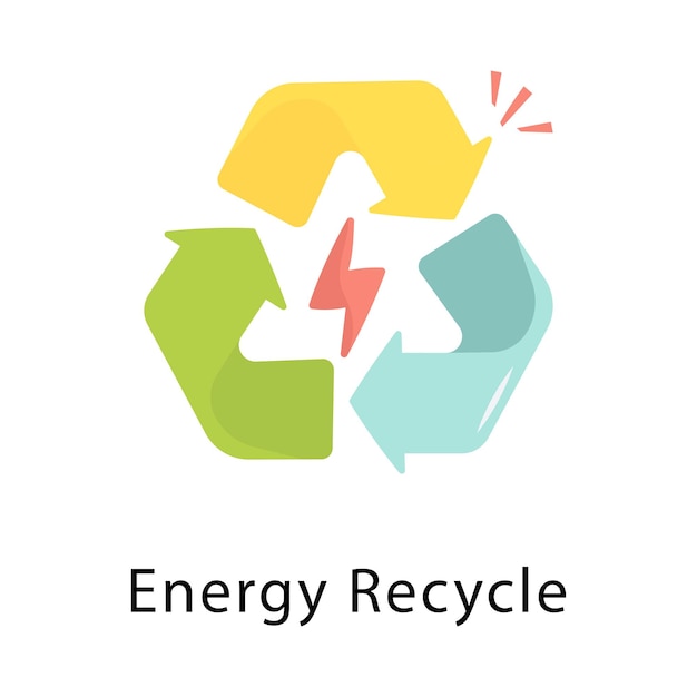 Icono plano del vector de reciclaje de energía Ilustración de diseño Símbolo en fondo blanco Archivo EPS 10