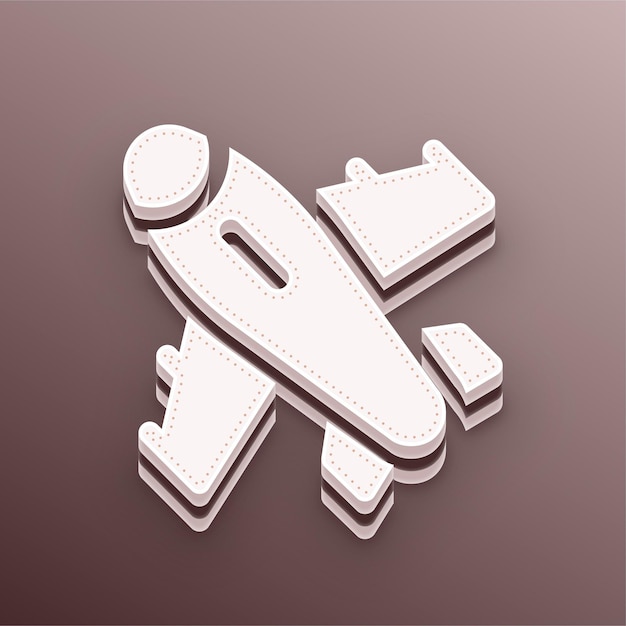 Ícono de plano vectorial 3D de tono marrón con fondo editable