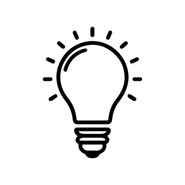 Icono plano vectorial de bombilla aislado en fondo blanco Ilustración del ícono de la lámpara de idea