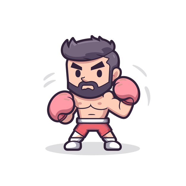 Vector icono plano vectorial un hombre barbudo con guantes de boxeo